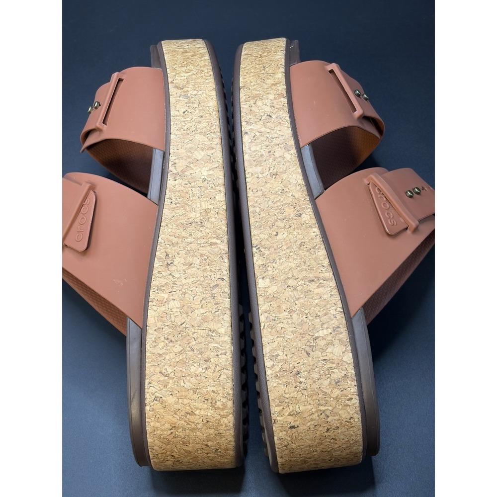 Crocs Brooklyn Cork Strappy Buckle Literide Beach VacayBrown/Rust Women's Size 8 - Picture 5 of 9
